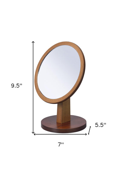 walnut finish round vanity mirror, vanity mirror pedestal, finish round vanity mirror pedestal, round vanity mirror pedestal, finish round vanity mirror