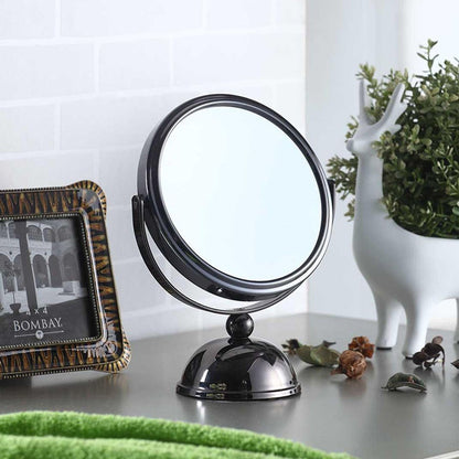9" BLACK ROUND TABLETOP MIRROR