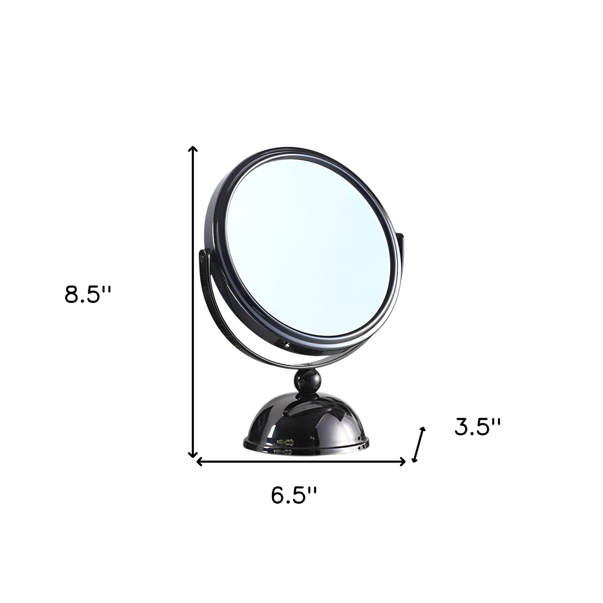 black 5x magnification vanity mirror, pedestal black 5x magnification vanity, magnification vanity mirror, 5x magnification vanity mirror, vintage pedestal black 5x magnification