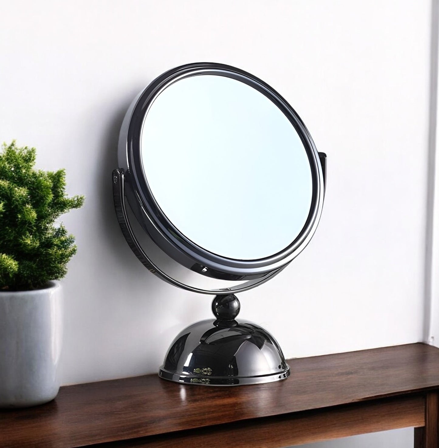 9" BLACK ROUND TABLETOP MIRROR