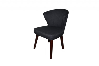CHARCOAL AND ESPRESSO COTTON AND SOLID WOOD DINING SIDE CHAIR - Varnish & Vibe