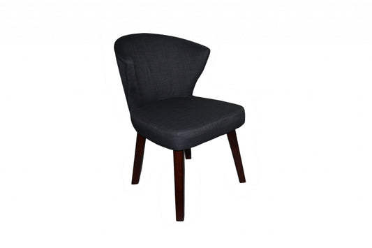 CHARCOAL AND ESPRESSO COTTON AND SOLID WOOD DINING SIDE CHAIR - Varnish & Vibe