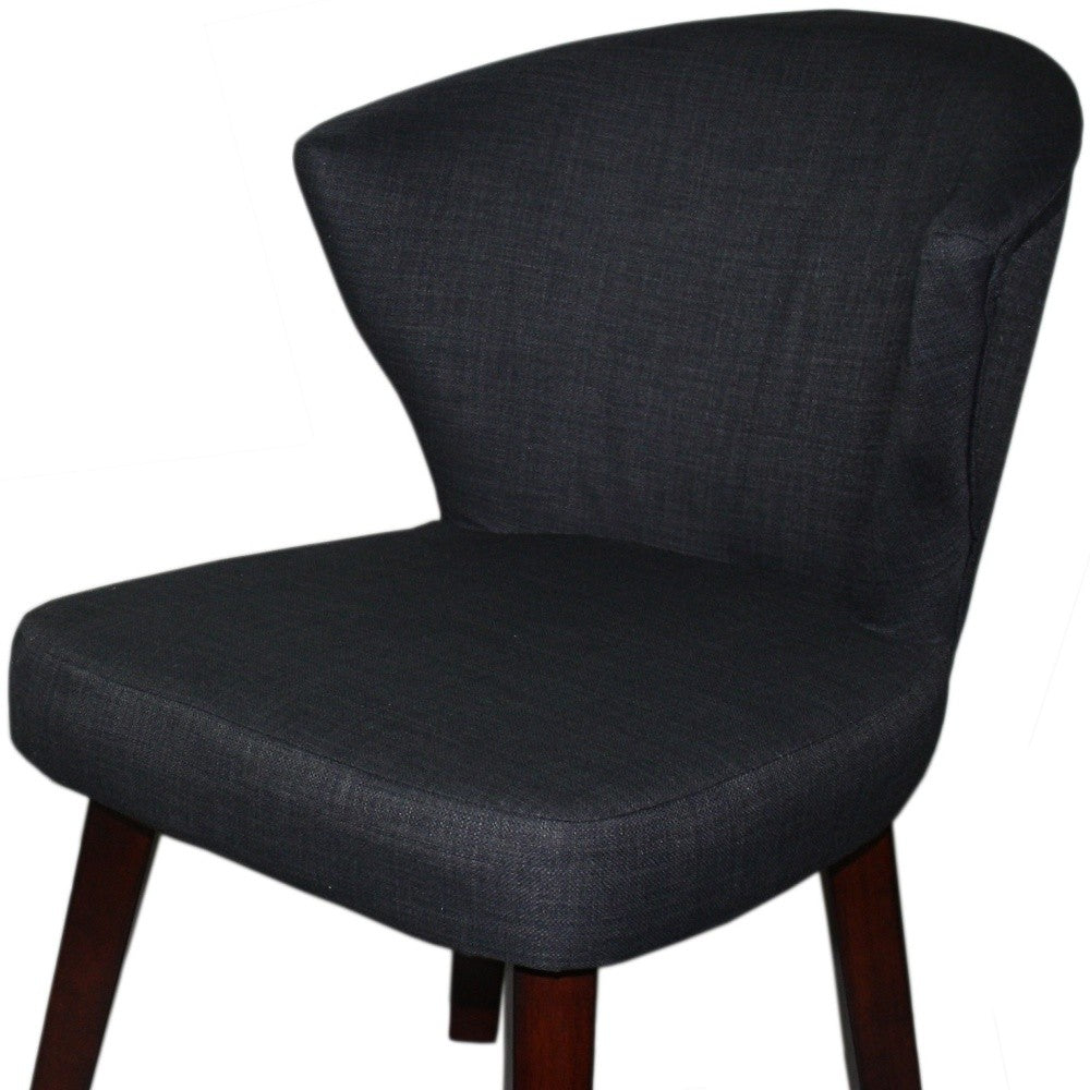 CHARCOAL AND ESPRESSO COTTON AND SOLID WOOD DINING SIDE CHAIR - Varnish & Vibe