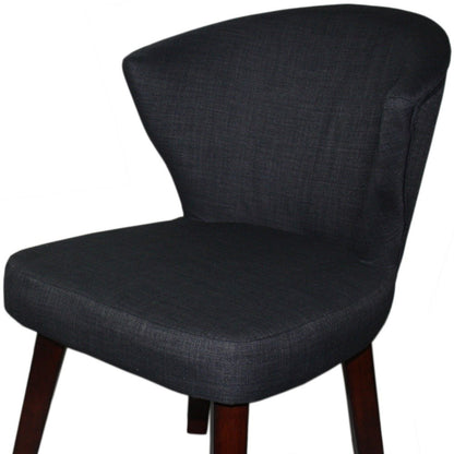 CHARCOAL AND ESPRESSO COTTON AND SOLID WOOD DINING SIDE CHAIR - Varnish & Vibe
