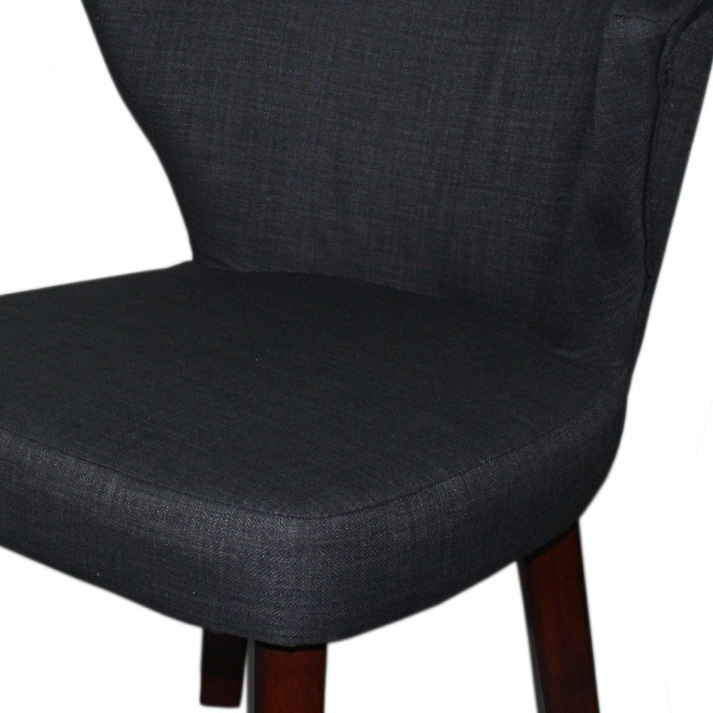 CHARCOAL AND ESPRESSO COTTON AND SOLID WOOD DINING SIDE CHAIR - Varnish & Vibe