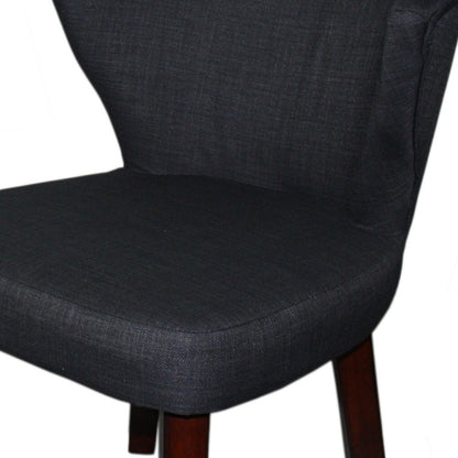 CHARCOAL AND ESPRESSO COTTON AND SOLID WOOD DINING SIDE CHAIR - Varnish & Vibe