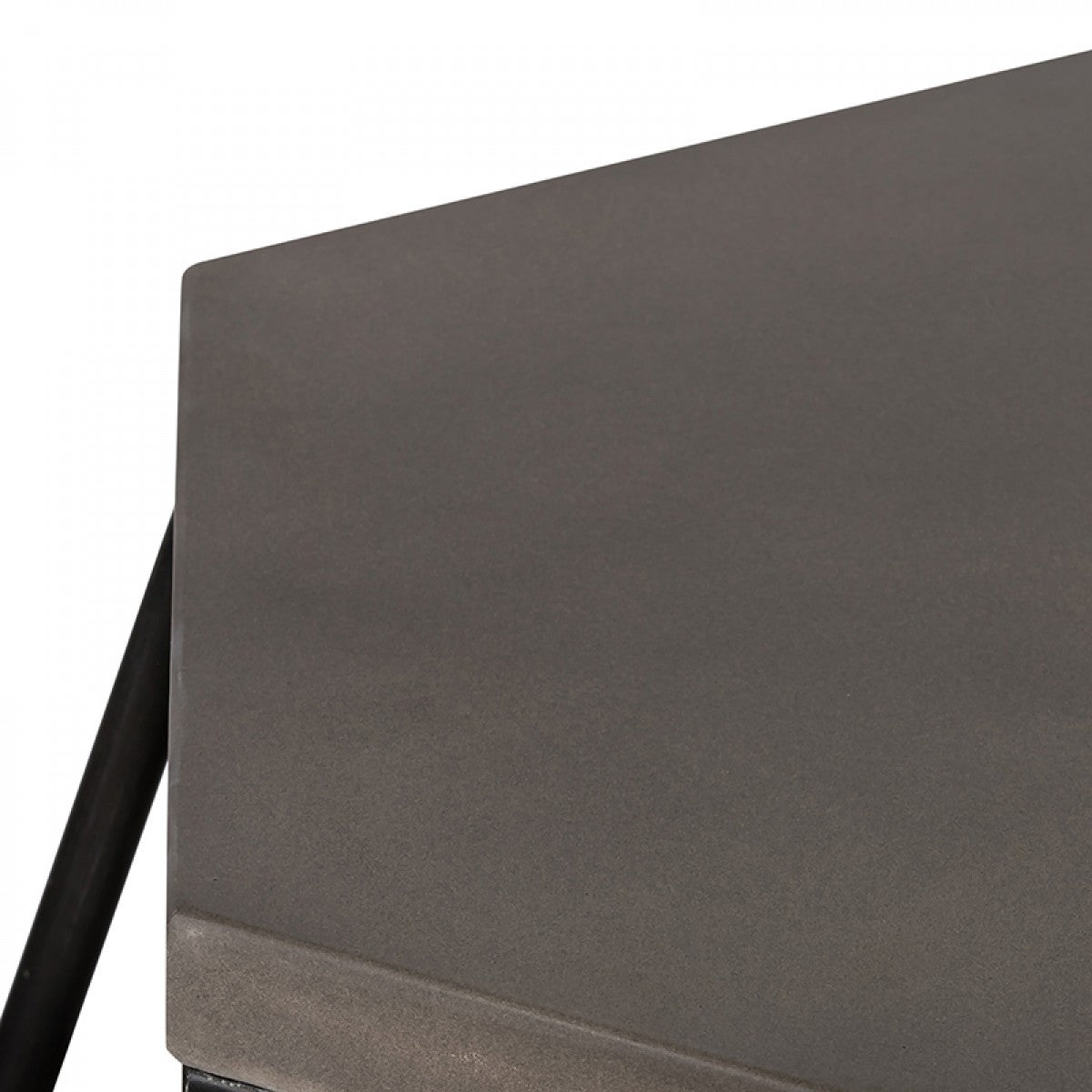 Close-up of a gray outdoor table with a white background