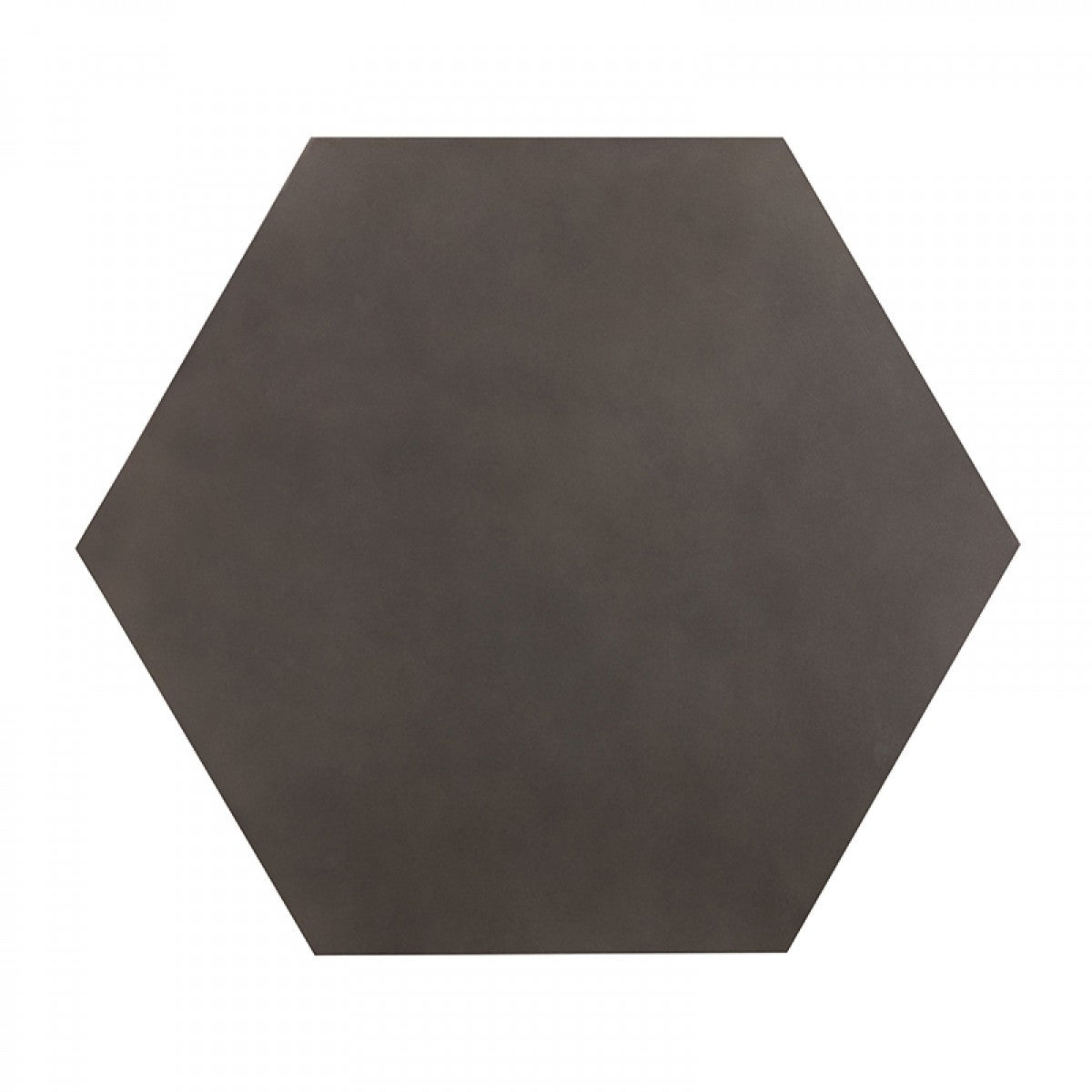 Hexagonal dark gray tile on a white background
