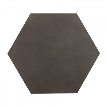 Hexagonal dark gray tile on a white background