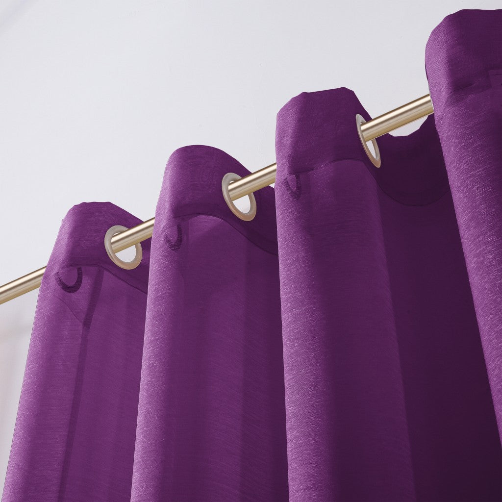 Purple curtains with gold rings on a white background