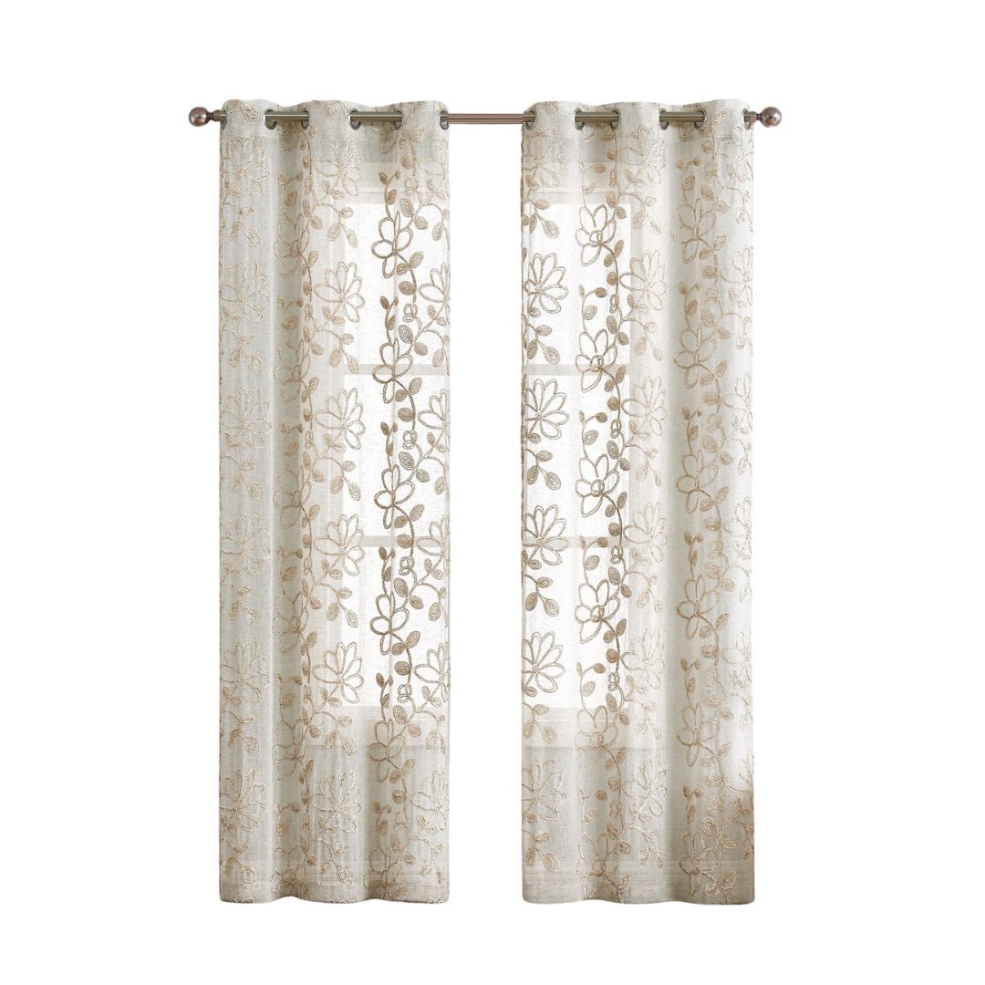 PIER 84" TAN FLORAL CURTAIN WINDOW PANELS - Varnish & Vibe