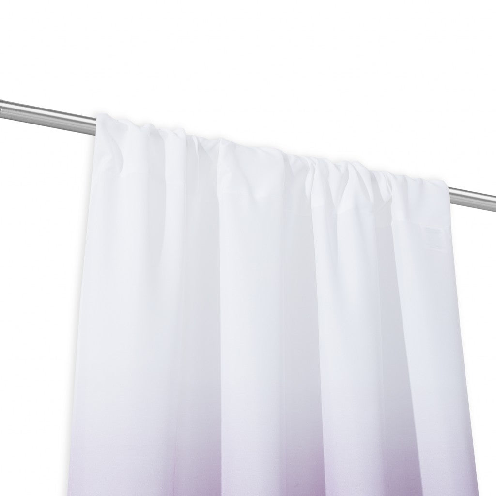 White curtain hanging on a rod against a white background