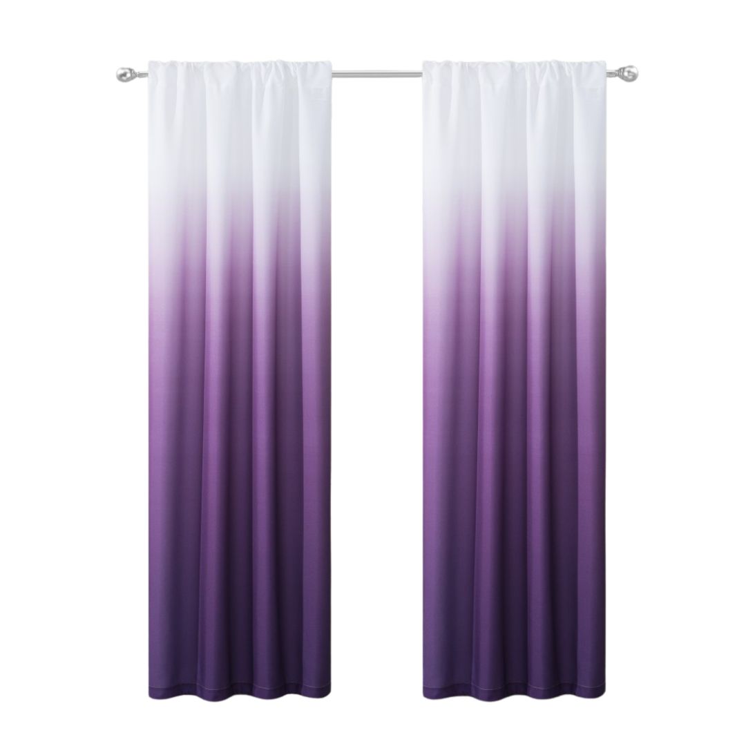 Purple to white gradient curtain on a white background