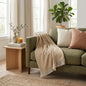 PALISADES 70" X 55" COPPER AND WHITE COTTON BLEND WOVEN HERRINGBONE PLUSH THROW BLANKET WITH TASSELS - Varnish & Vibe