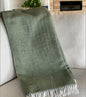 GREEN HERRINGBONE PLUSH THROW BLANKET
