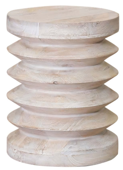 MALIBU 18" BROWN SOLID WOOD ROUND END TABLE - Varnish & Vibe