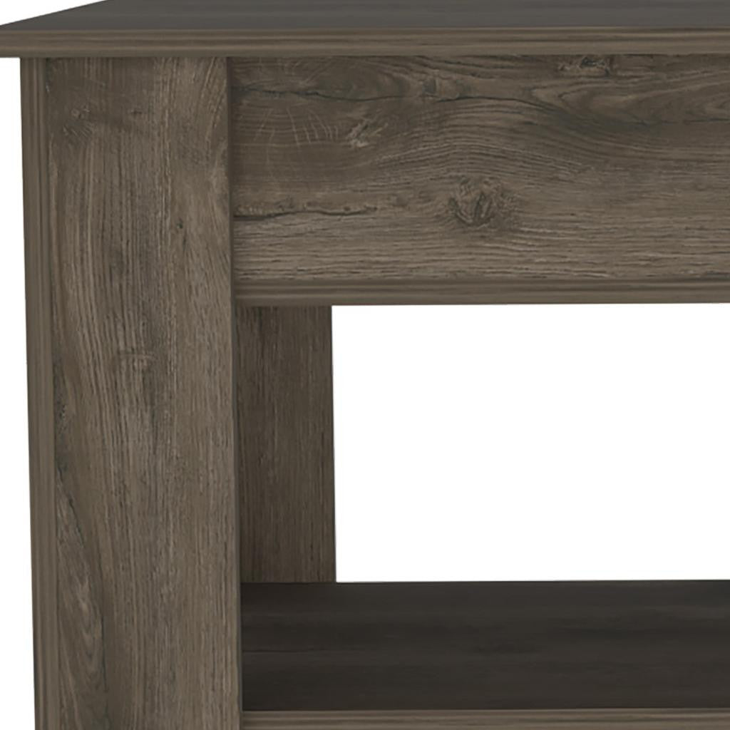 Dark brown wood storage bench with flip-top lid from the Palisades fall collection