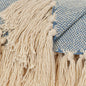 MALIBU 50" X 60" BLUE AND IVORY WOVEN COTTON STRIPED THROW BLANKET WITH TASSELS - Varnish & Vibe
