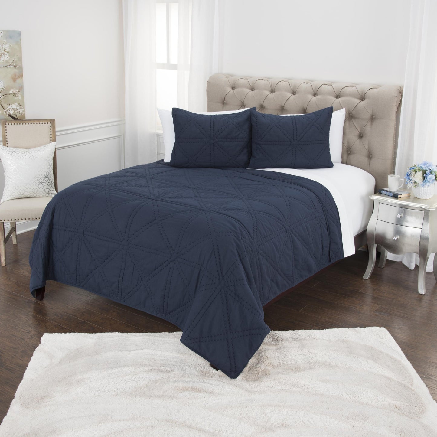 300 THREAD KING DOWN ALTERNATIVE COMFORTER BLUE - Varnish & Vibe