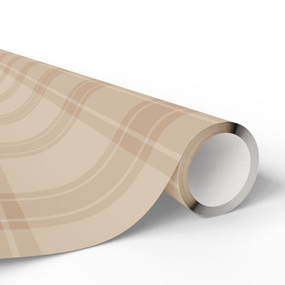 Neutral Plaid Wrapping Paper Roll – Beige Grid Gift Wrap for Weddings & Birthdays - Varnish & Vibe