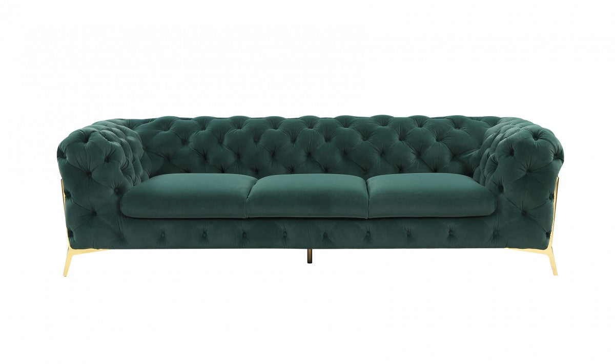 ARDMORE 97" GREEN VELVET SOFA - Varnish & Vibe