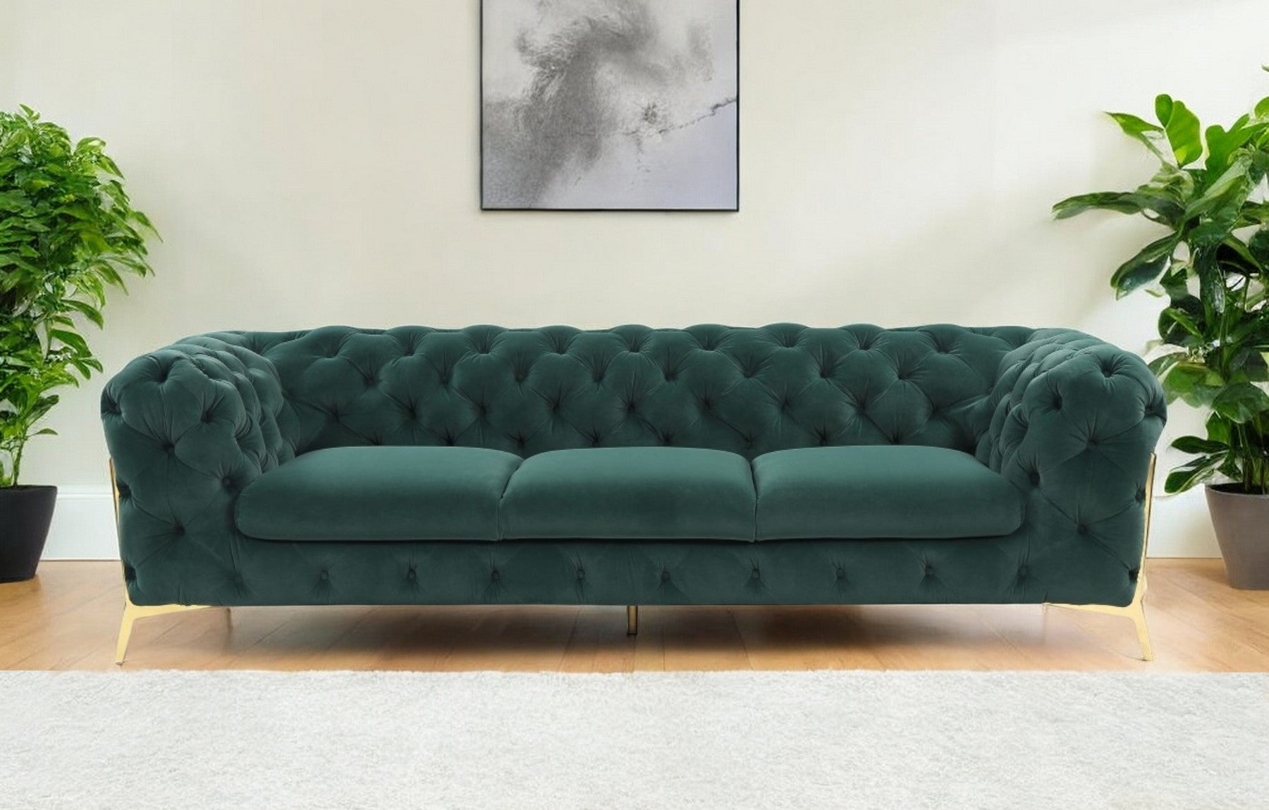 ARDMORE 97" GREEN VELVET SOFA - Varnish & Vibe