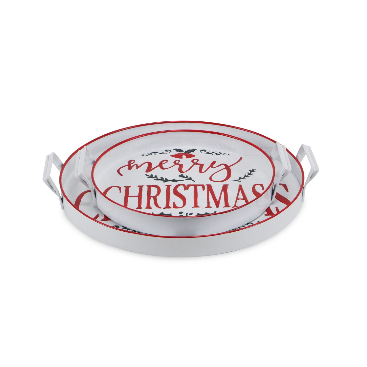 Set of Two Round Christmas Serving Trays - Varnish & Vibe