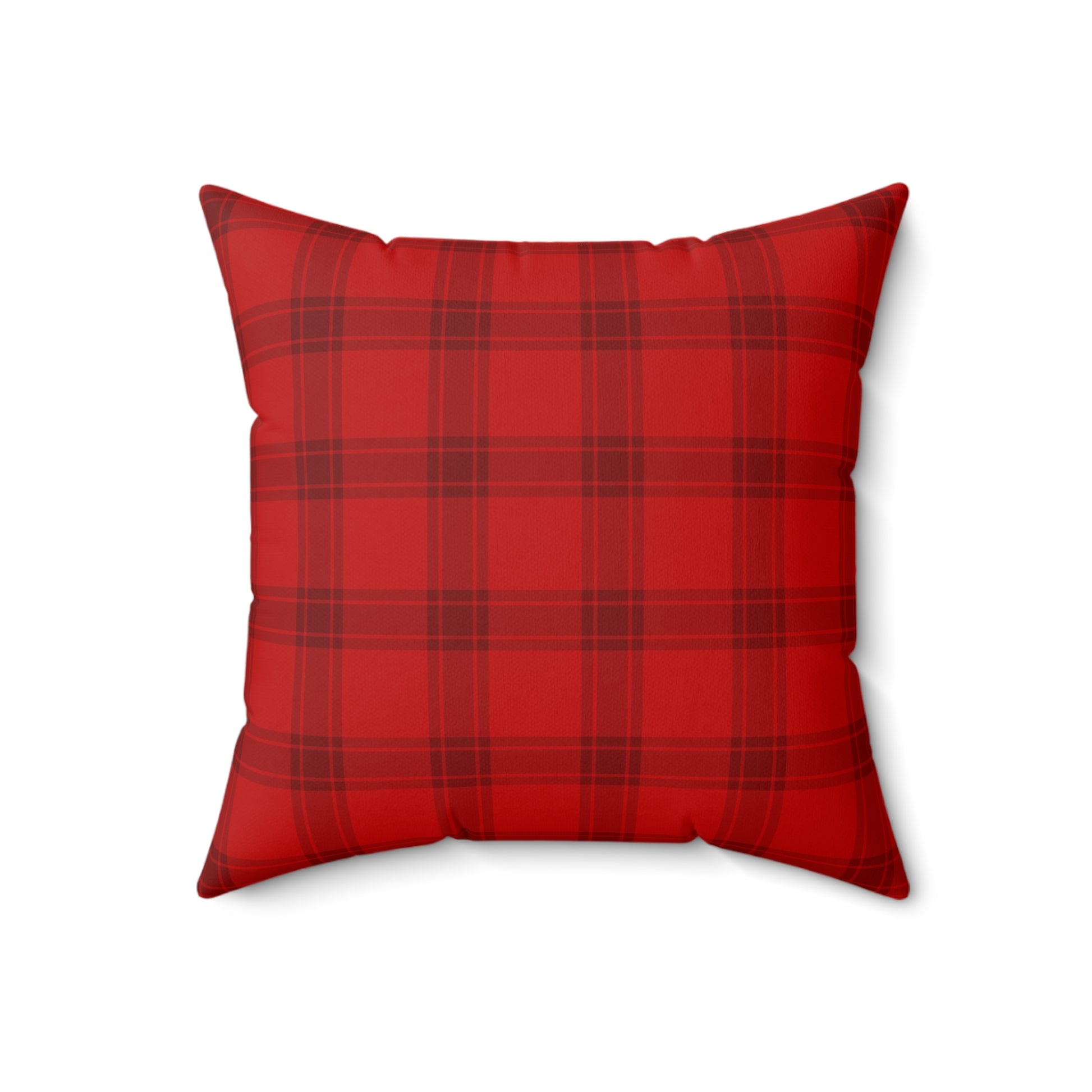 Red Tartan Christmas Tree Faux Suede Square Pillow - Varnish & Vibe