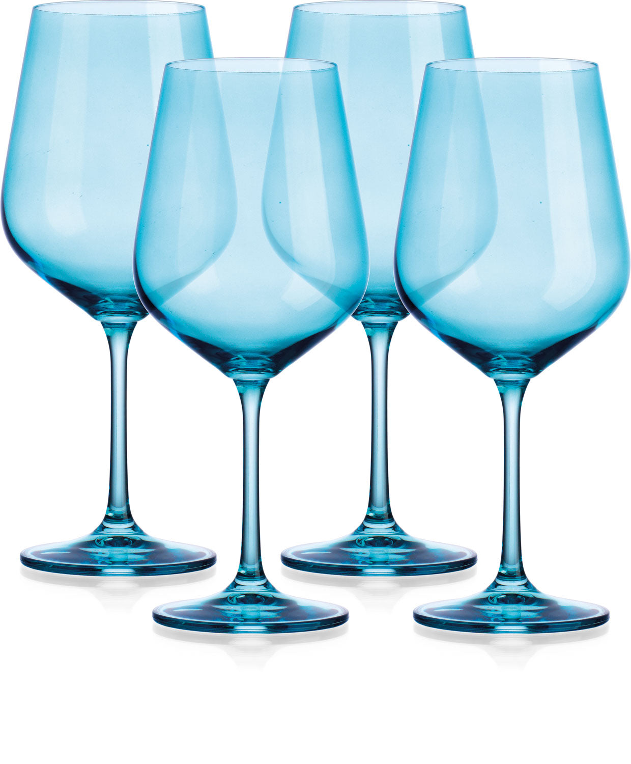 BOHEMIAN AQUA BLUE LARGE WINE GLASSES SET OF FOUR - Varnish & Vibe