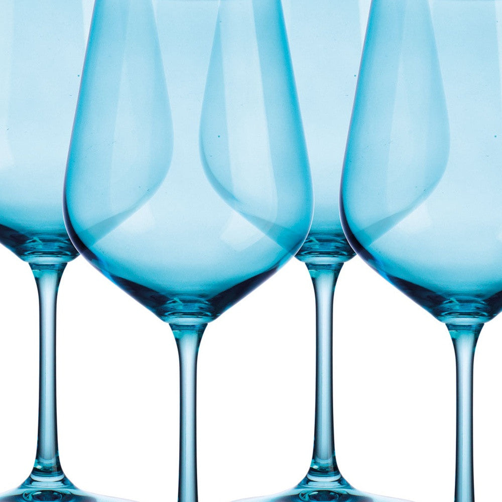 BOHEMIAN AQUA BLUE LARGE WINE GLASSES SET OF FOUR - Varnish & Vibe