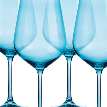 BOHEMIAN AQUA BLUE LARGE WINE GLASSES SET OF FOUR - Varnish & Vibe