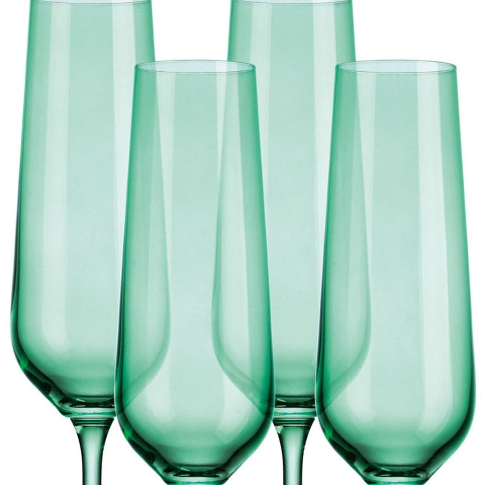 PALE GREEN CHAMPAGNE FLUTES SET OF FOUR - Varnish & Vibe