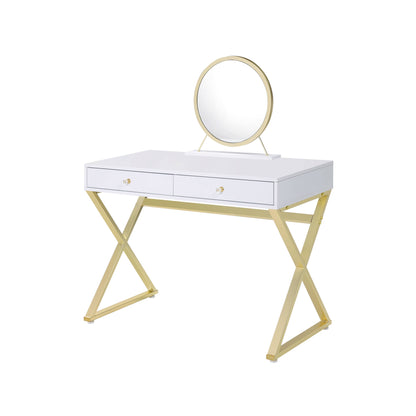 42" WHITE MIRRORED VANITY TABLE WITH MIRROR