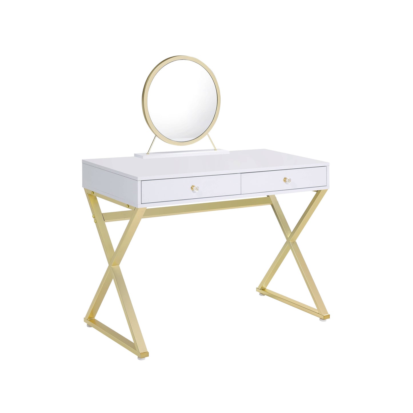 42" WHITE MIRRORED VANITY TABLE WITH MIRROR