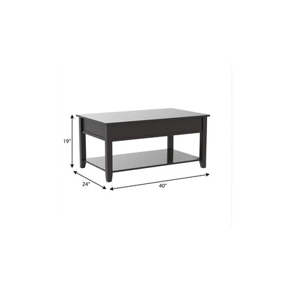 black wood lift coffee table, wood lift coffee table, lift coffee table, 40" black wood lift coffee, 40" black wood lift