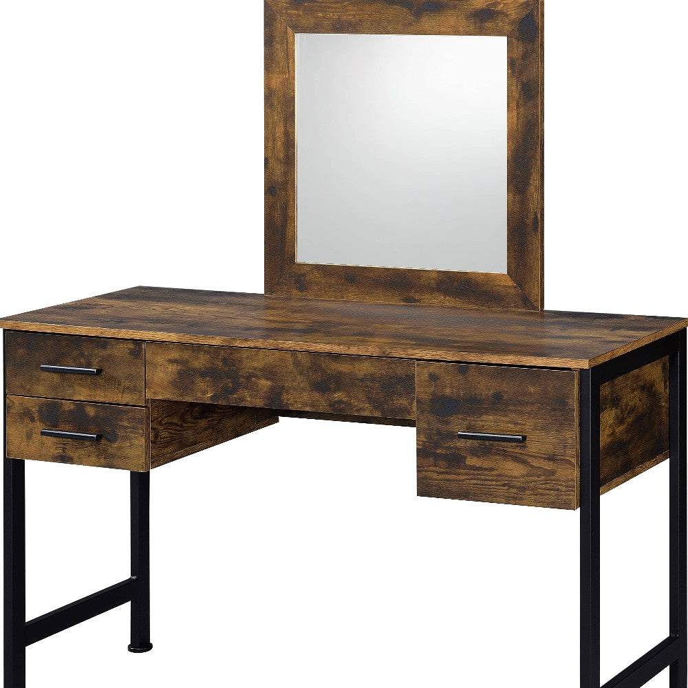 47" BLACK MIRRORED VANITY TABLE WITH MIRROR