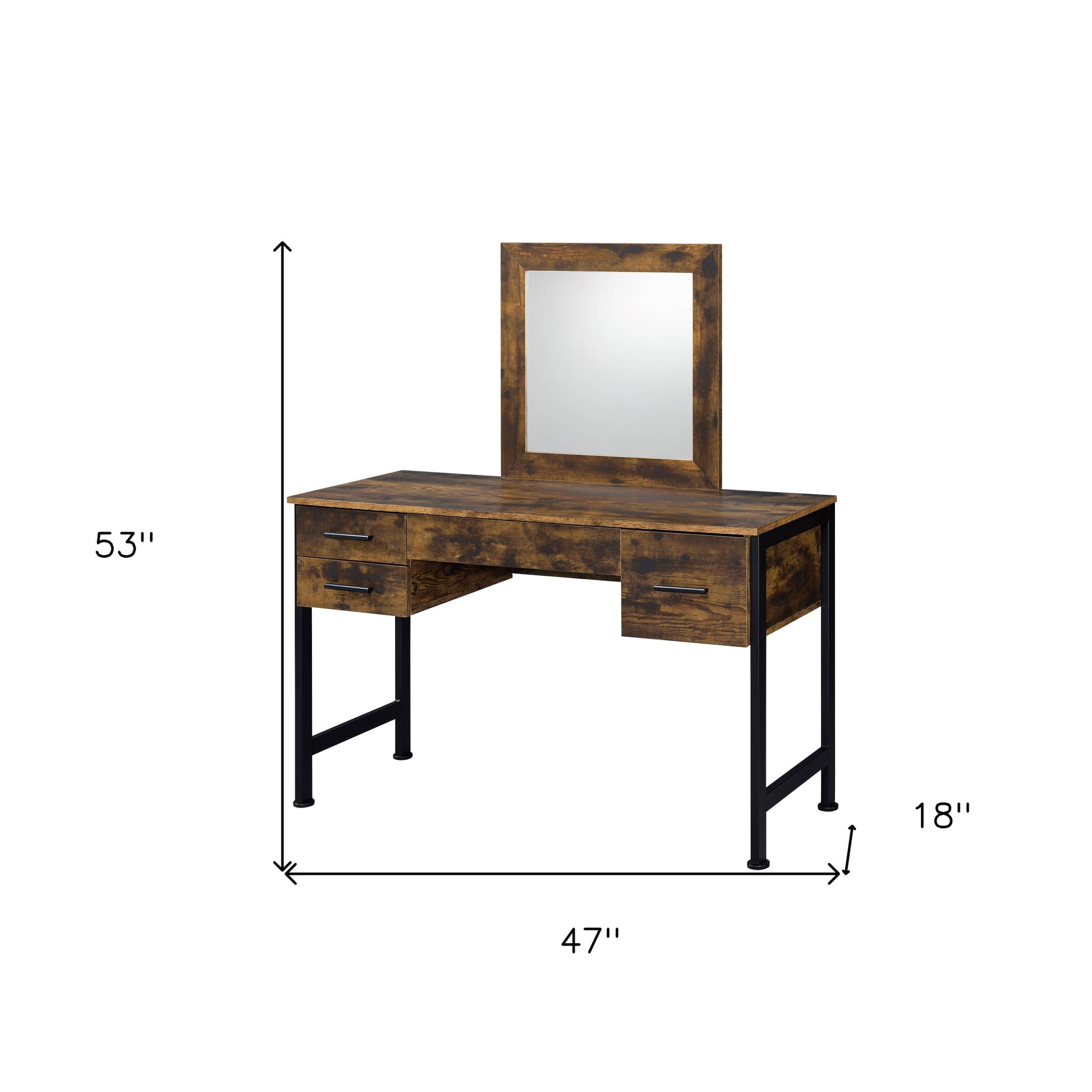 oak black finish dresser mirror, black finish dresser mirror, finish dresser mirror, rustic oak black finish dresser, 53" rustic oak black finish