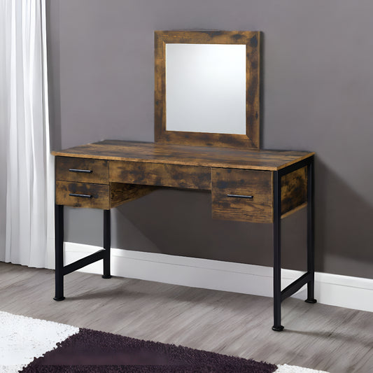 47" BLACK MIRRORED VANITY TABLE WITH MIRROR