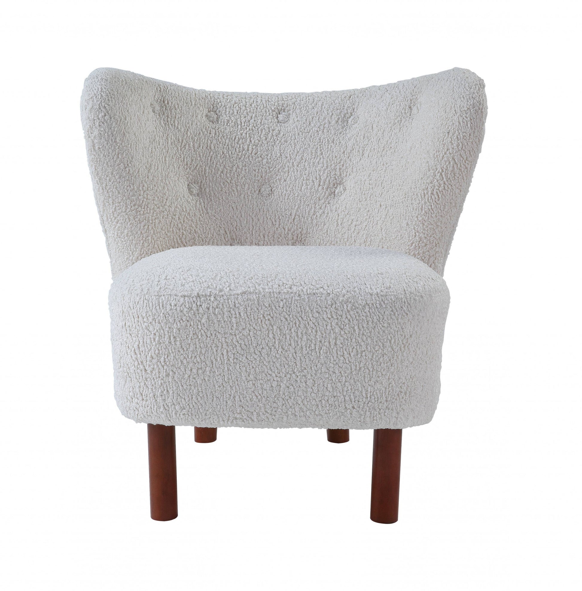 PALISADES 31" WHITE AND BROWN SHERPA POLKA DOTS WINGBACK CHAIR - Varnish & Vibe