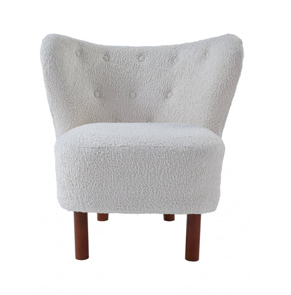 PALISADES 31" WHITE AND BROWN SHERPA POLKA DOTS WINGBACK CHAIR - Varnish & Vibe
