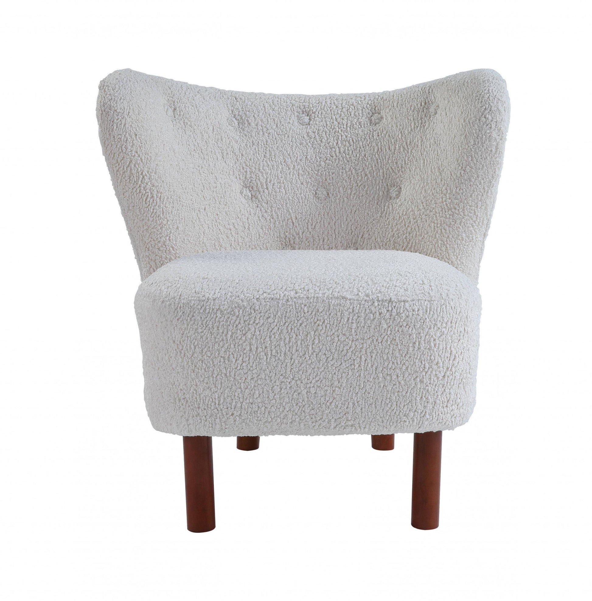 PALISADES 31" WHITE AND BROWN SHERPA POLKA DOTS WINGBACK CHAIR - Varnish & Vibe