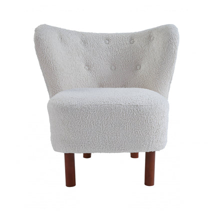 PALISADES 31" WHITE AND BROWN SHERPA POLKA DOTS WINGBACK CHAIR - Varnish & Vibe