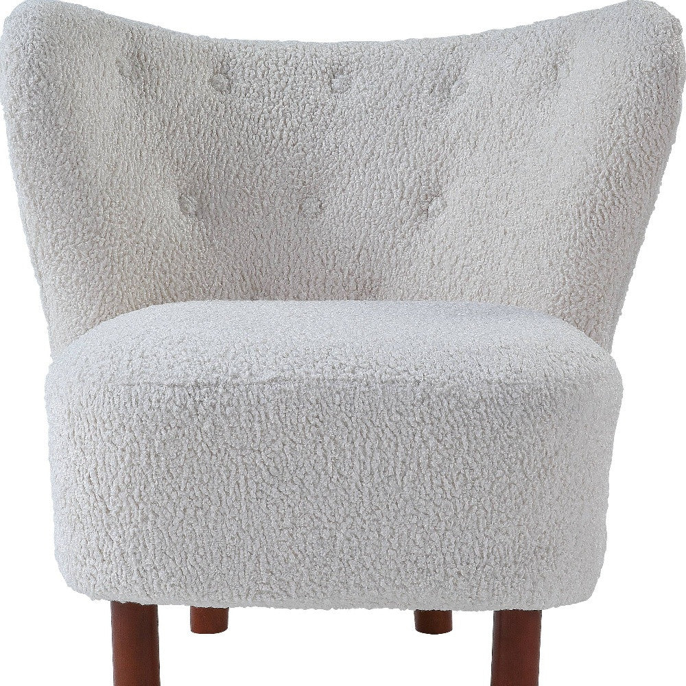 PALISADES 31" WHITE AND BROWN SHERPA POLKA DOTS WINGBACK CHAIR - Varnish & Vibe