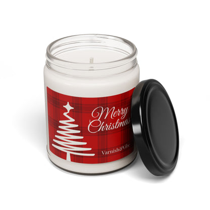 Merry Christmas Red Tartan Scented Soy Candle, 9oz - Varnish & Vibe