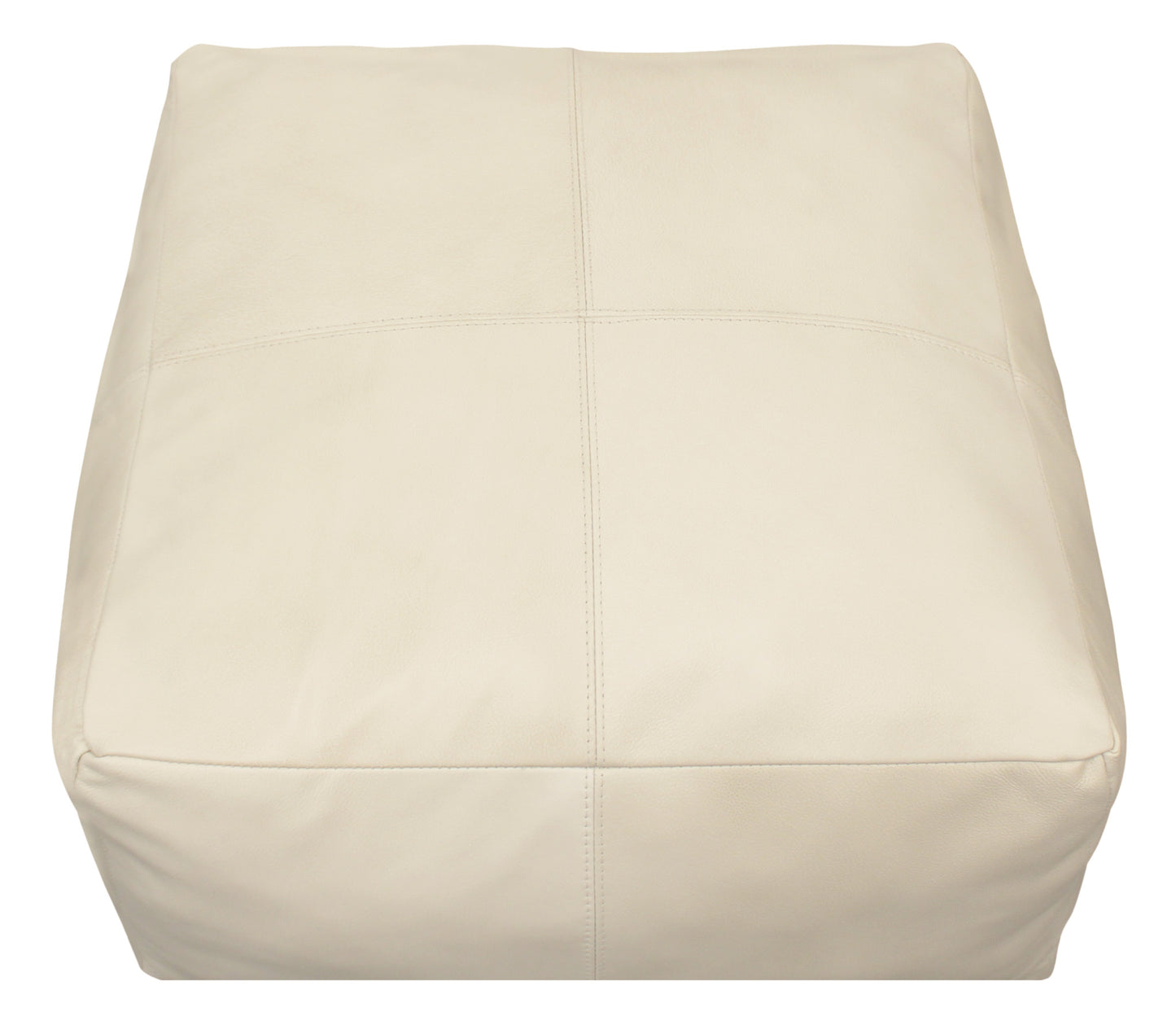 MALIBU 22" IVORY LEATHER POUF OTTOMAN - Varnish & Vibe