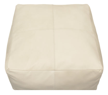 MALIBU 22" IVORY LEATHER POUF OTTOMAN - Varnish & Vibe