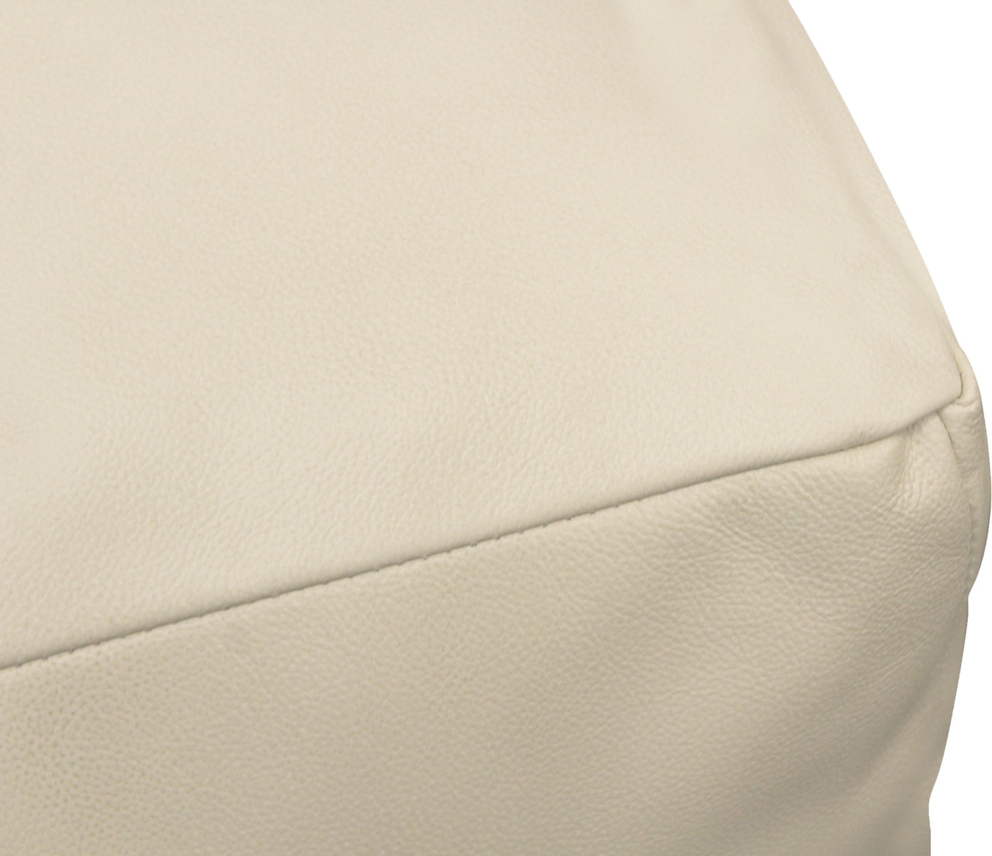 MALIBU 22" IVORY LEATHER POUF OTTOMAN - Varnish & Vibe
