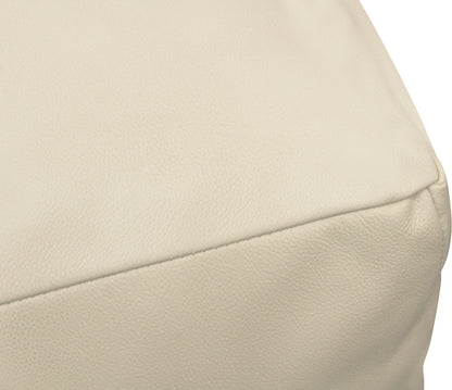 MALIBU 22" IVORY LEATHER POUF OTTOMAN - Varnish & Vibe