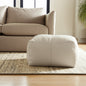 MALIBU 22" IVORY LEATHER POUF OTTOMAN - Varnish & Vibe