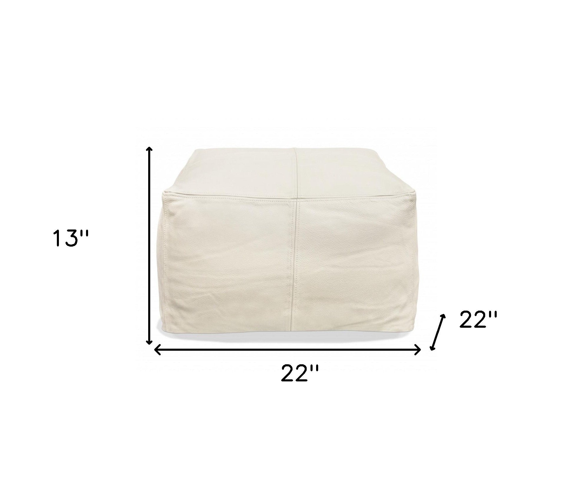 MALIBU 22" IVORY LEATHER POUF OTTOMAN - Varnish & Vibe